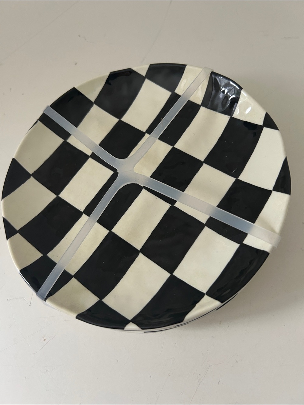 Set of 4 Black and White Checkered Melamine Mini Dessert & Appetizer Plates NEW - Picture 3 of 7